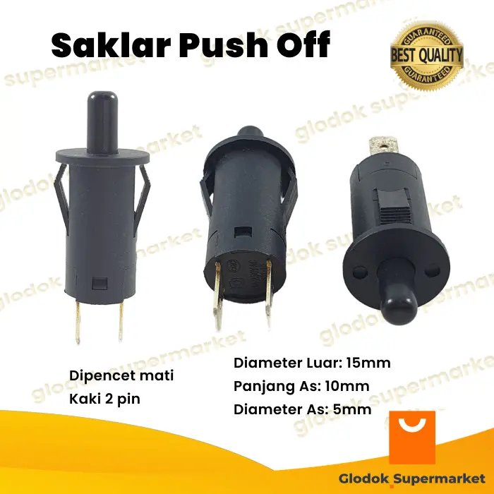Saklar Push Off Switch Lampu Kulkas Tombol 2 pin Hitam