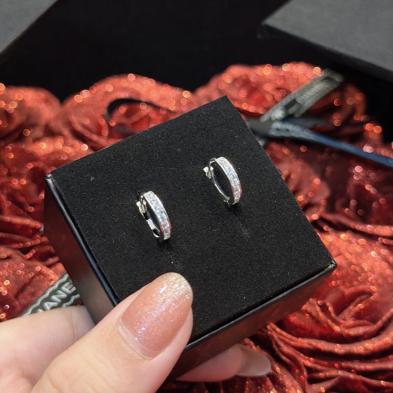 Phụ Kiện Bông Tai Bạc Ý 925 Khoen Tròn Hột Tấm Sát Tai (B330) KHÔNG XI KIM