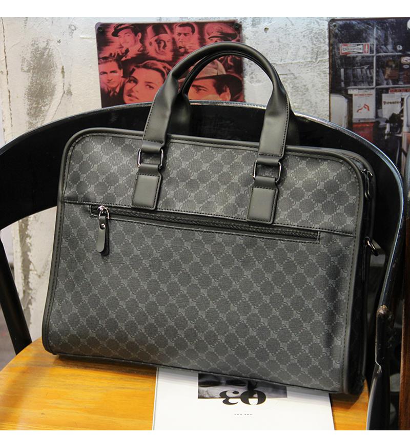 Product Introduction of Handbag Men's trendy brand Business plaid Men's shoulder bag Fashion business travel briefcase Oblique span Computer file bag 4