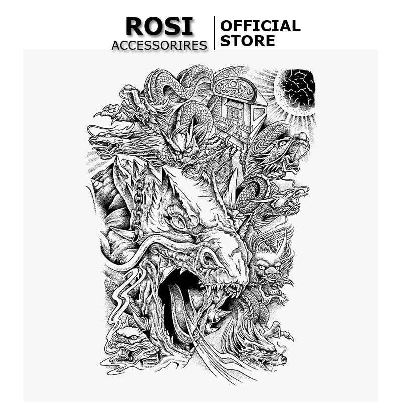 Hình xăm tạm thời 15 ngày chống nước HC-481, miếng dán hình xăm giả hình rồng chống nước, chống trôi