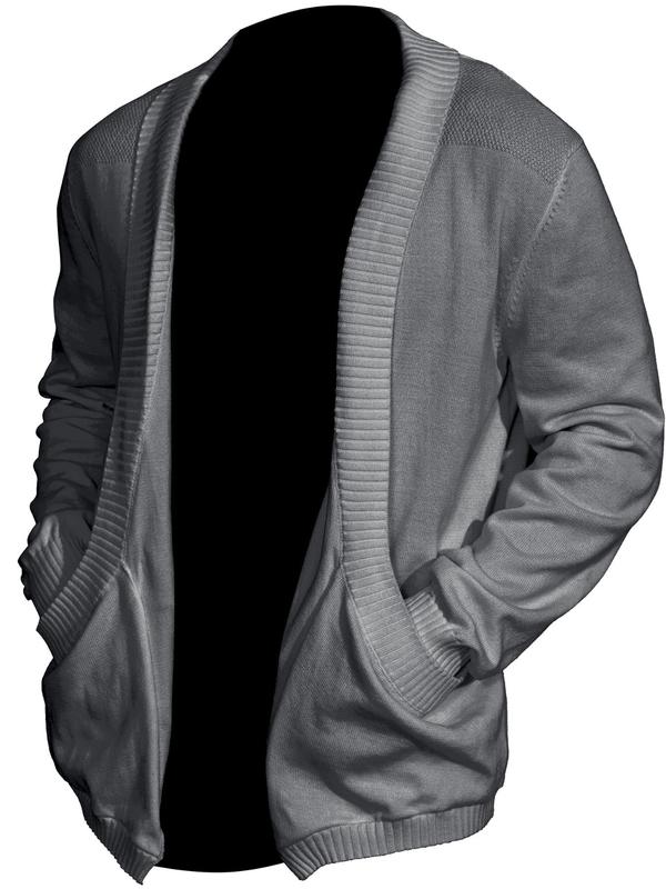 Men's Solid Pocket Shawl Collar Cardigan, Loose Casual Cozy Long Sleeve Open Front Knitwear for Spring & Fall, Fashion Men's Knit Clothing for Daily Wear, Men's Clothing, Menswear 3