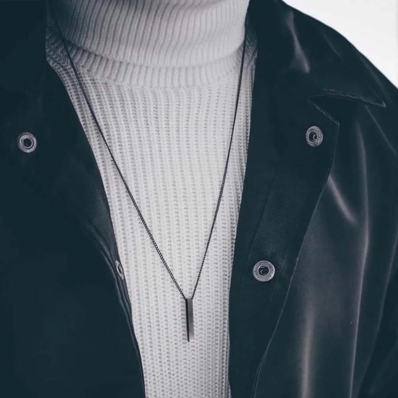 Product Introduction of TIMIA Personality Silver Hip-hop Stainless steel Black Gold Necklace for men Rectangle necklace Jewelry accessories Sweater chainornament 10