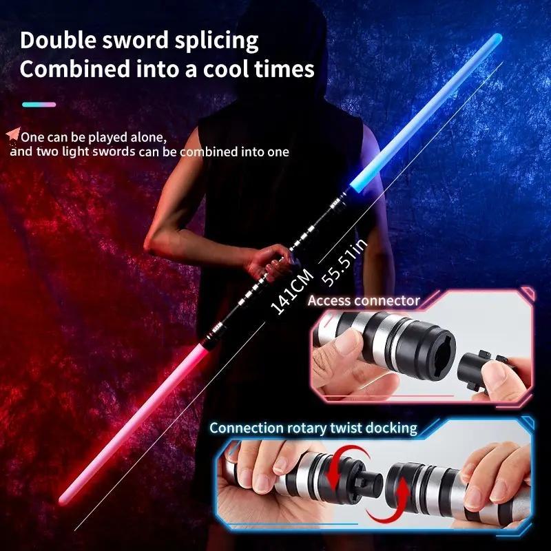 New Plastic Lightsabers Monochrome Red Or Blue Lights with Strike Sound, 1 Count/2 Counts 2 in 1 Led Lightsabers Toys, Retractable Lightsabers Halloween Costume Kids Party Gift, Star Wars Lightsaber, Birthday Gift Ideas, Valentine's Day Gift 3