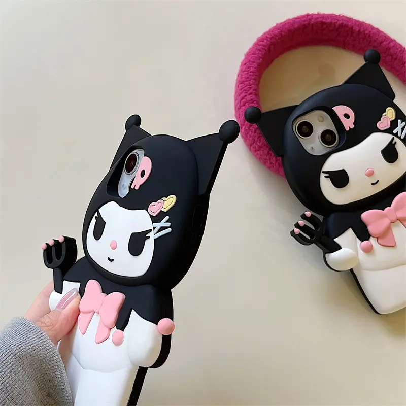 Ốp Điện Thoại Dễ Thương, Thiết Kế Kuromi 3D Kawaii, Hello Kitty, Mymelody, Tương Thích Với iPhone 14 13 12 11 15 Pro Max XR XS MAX X, Ốp Lưng Silicon 3