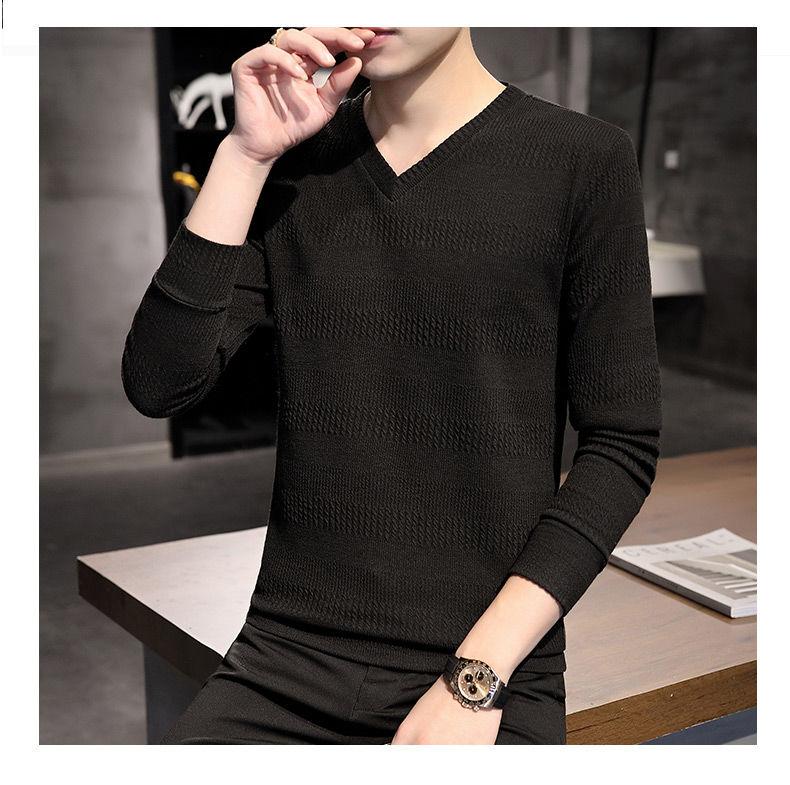 Product Introduction of Áo Thun Dài Tay, Dành Cho Nam Giới, Mùa Xuân Và Mùa Thu, Áo Len Trẻ Trung, Cổ Chữ V, Mỏng, Quần Áo Mùa Thu, Thường Ngày Bên Trong, Có Cổ Áo Gà, 2022 2