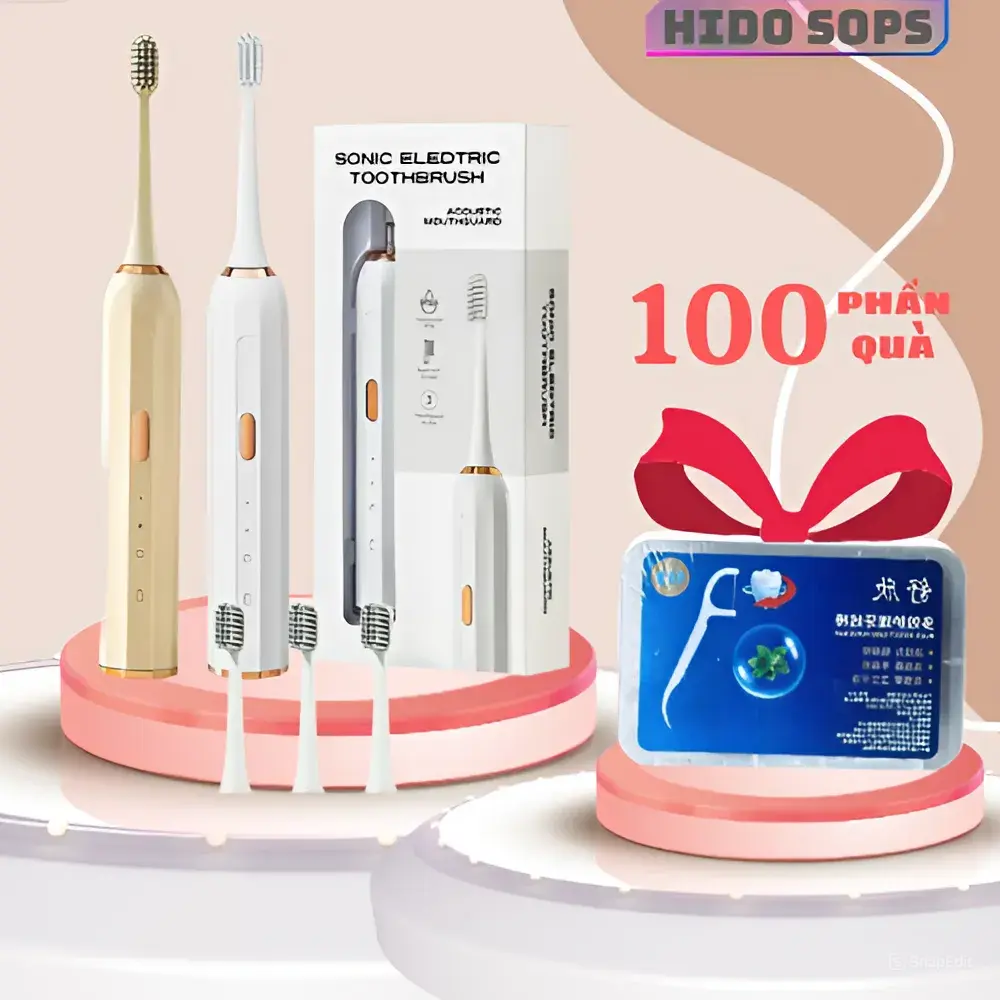 [ Quà tặng Miễn Phí ] Bàn chải điện HiDo Sonic,Tích Hợp 3 Chế Độ Chuyên Biệt Làm Sạch, Chế Độ Thông Minh Tự Dừng Sau 2 Phút bàn  chải