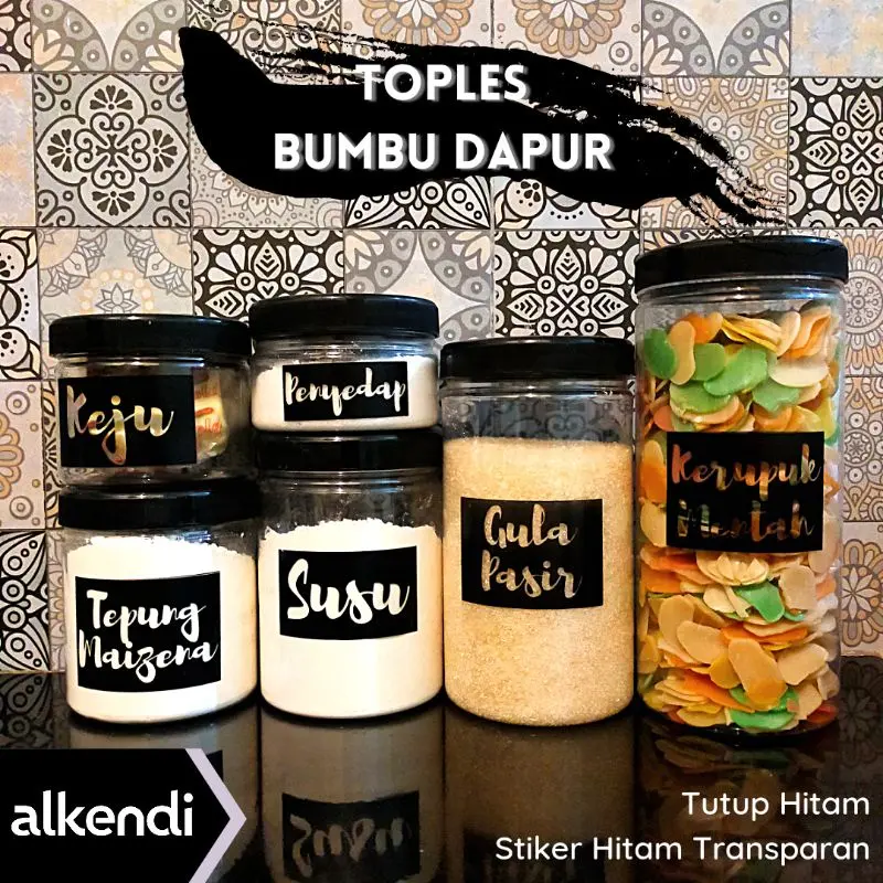 [TABUNG] TOPLES BUMBU DAPUR - HITAM || TUTUP WARNA HITAM Dengan Tutup