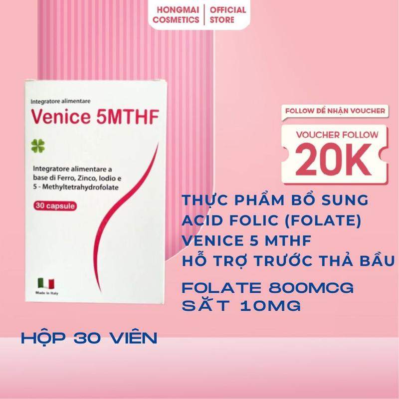 Venice 5-MTHF - Bổ Sung Folate, Ngăn Dị Tật Thai Nhi (Hộp 30 Viên) 1