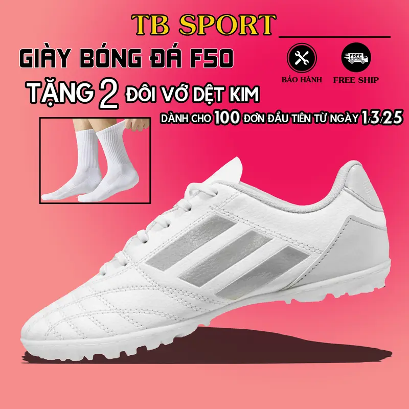 Giày bóng đá Geet F50, đinh tf, khâu full đế,  da Micro Fiber, nhẹ và rất êm, đinh lục lăng bám sân và bền, cảm giác tốt Sport tổng hợp màu xám Sneaker Cao Su 0