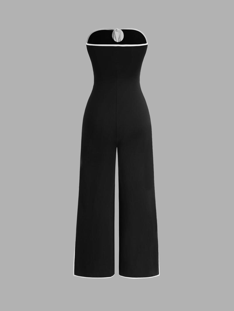Product Introduction of YOZY Women's Contrast Binding Tube Jumpsuit, Casual Comfy Jumpsuit for Daily Wear, Clothing, Ladies Clothes for All Seasons 2