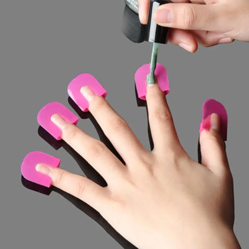 1set/2sets Reusable Manicure Shield Protection Cover, Nail Polish Spill Proof Protector Clip, Finger Stencil For DIY Manicure 0