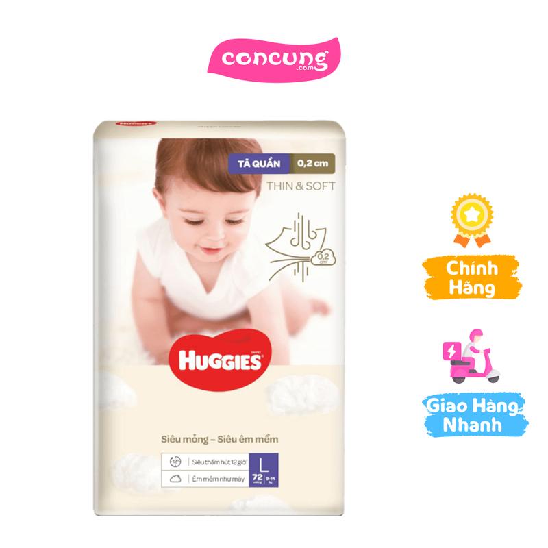 Tã quần Huggies Thin & Soft size L 9-14kg 72 miếng