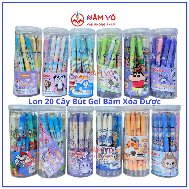 BẤM LON 20 Cây Bút Gel Bấm Tẩy Xóa Được - Viết Gel Bấm Tẩy Xoá Được Ngòi 0.5mm Nhiều Mẫu Dễ Thương Mẫu Ngẫu Nhiên but tieu