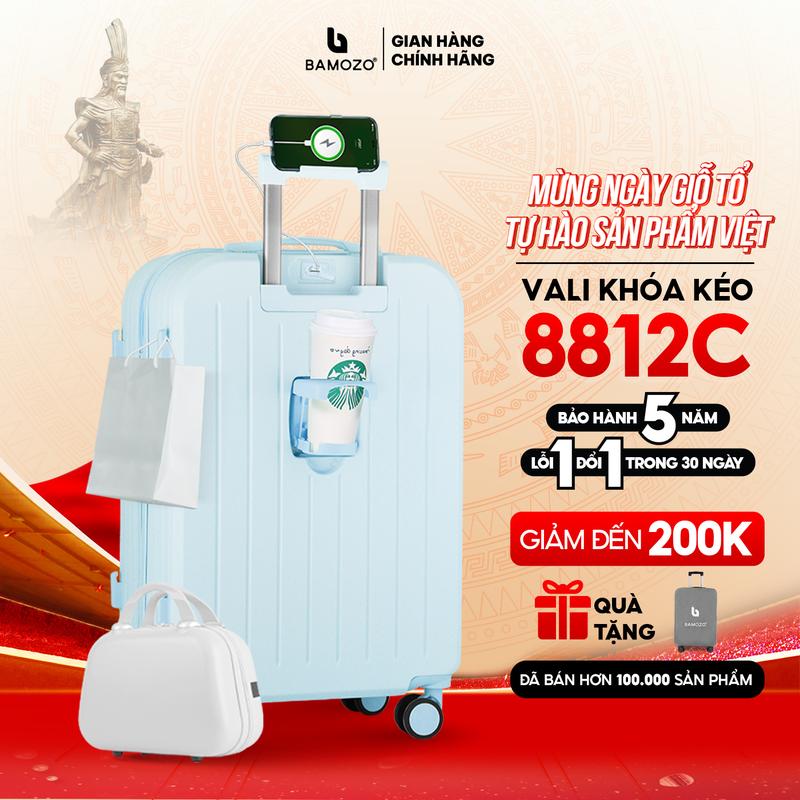 [DEAL VALI - TẶNG CỐP 300K] Combo Vali Bamozo 8812 Cao Cấp + Cốp Mỹ Phẩm Size 20/24 Nhựa ABS PC Bền đẹp - Tặng Bọc Vali