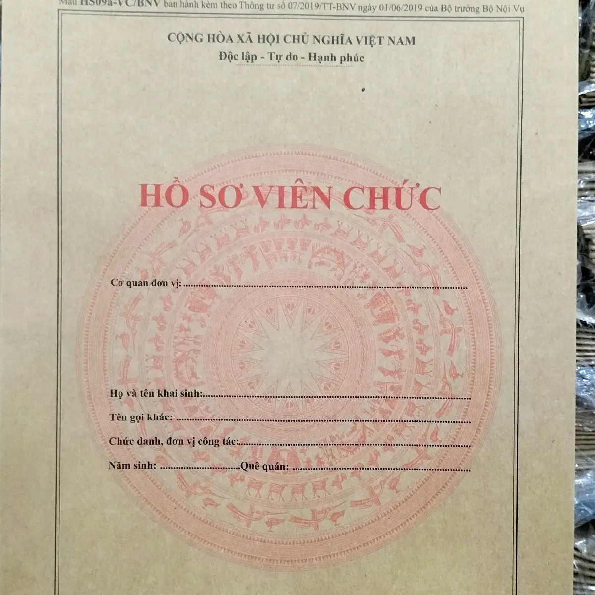 Hồ sơ viên chức theo Thông tư 07/2019 (chất liệu đẹp)