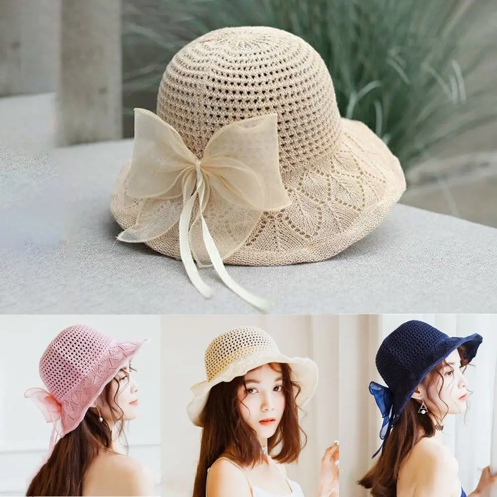 Mũ Chống Nắng Cho Nữ, Phong Cách Thường Ngày Nơ Ren Ngọt Ngào, Chống Tia UV, Mũ Ngư Dân, Che Nắng, Thích Hợp Đi Biển Và Đi Kỳ Nghỉ, Mũ Tai Bèo, Cho Mùa Hè