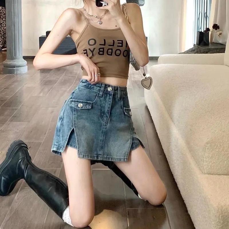 Product Introduction of Quần Giả Váy Jean Chất Mềm Dáng Chữ A Lưng Cao Br03 7