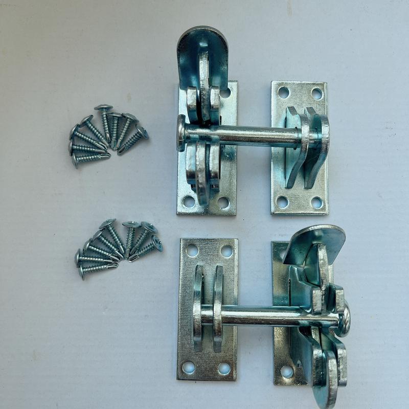 Combo 2 bộ chốt cửa cổng tự cài khi khép cửa, dày 4.2mm chốt 10mm mạ kẽm, kèm ốc vít