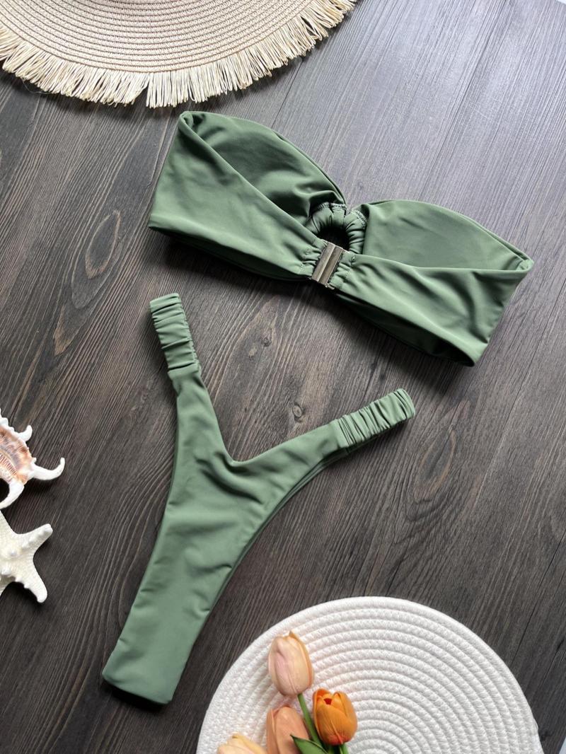 Product Introduction of Two-Piece Set Women's Bikini Set, Casual Swim Top & Swim Bottom Two-piece Swimsuit for Beach Holiday Vacation, Ladies Swimwear for All Seasons 9