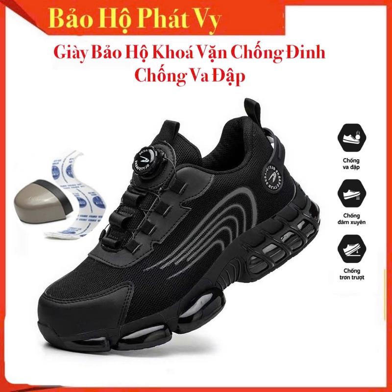 Giày Bảo Hộ Lao Động Mũi Thép Đế Kevlar Chống Đinh Chống Va Đập Chống Trơn Có Nút Vặn Điều Chỉnh Dây Thông Minh Siêu Nhẹ giay bao