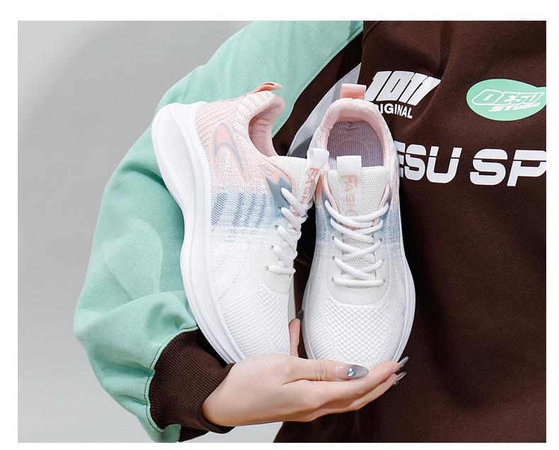 Product Introduction of Women's White Shoes Thick Sole Light Running Shoes Fashionable Stylish Outfit Autumn Breathable Sneaker Flying Woven Korean Style Women's Shoes 15