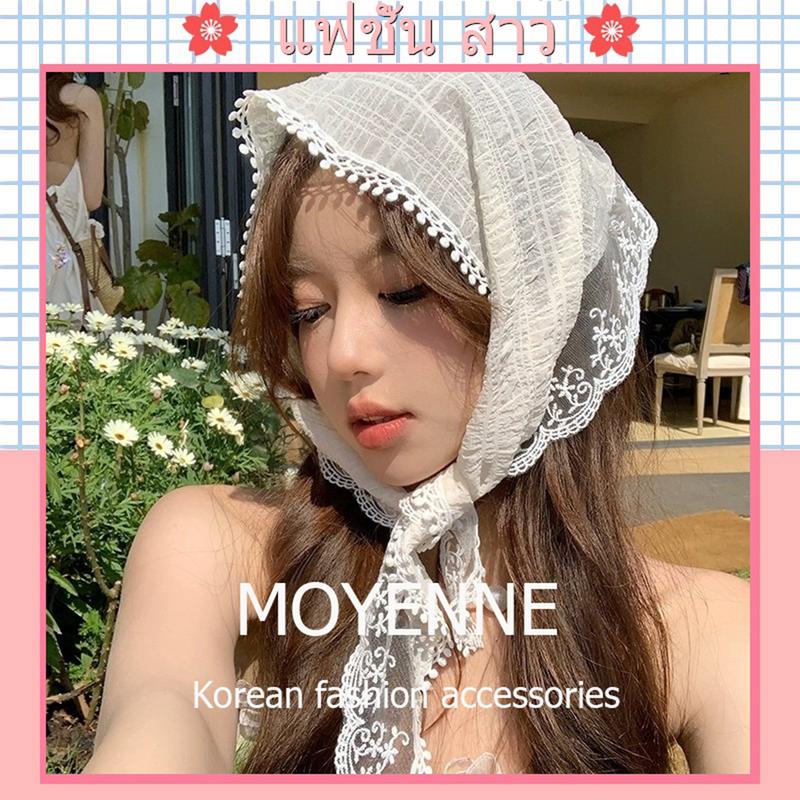 Product Introduction of [จัดส่งในกทม] แฟชั่นเกาหลี ผ้าพันคอ สีขาว ที่คาดผม ผ้า ทรงสามเหลี่ยม แต่งลูกไม้ ลายดอกไม้ คุณภาพสูง เครื่องประดับแฟชั่น 36
