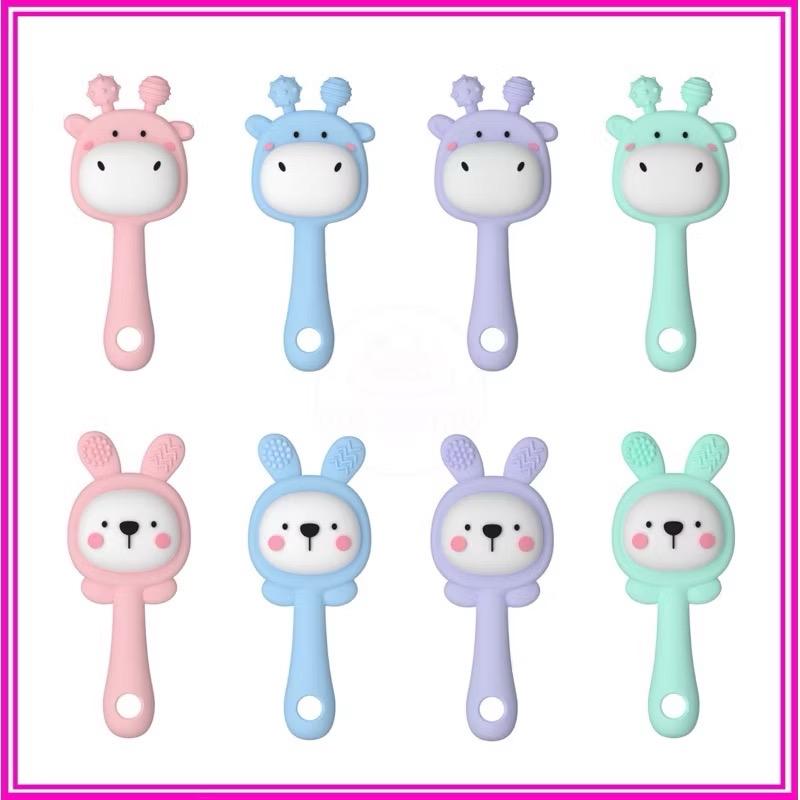 Gặm Nướu Cho Bé Silicon Mềm Hình Thỏ Và Hươu Đồ Chơi Gặm Nướu Lục Lạc Cầm Tay Cho Bé Sơ Sinh Kèm Hộp Đựng