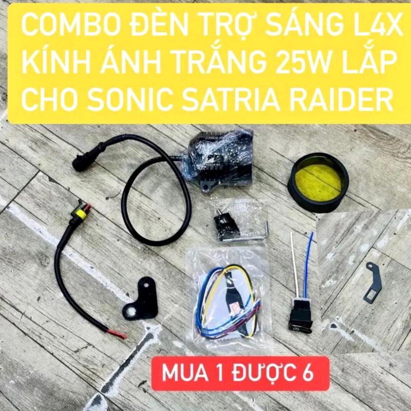 COMBO ĐÈN TRỢ SÁNG L4X KÍNH TRẮNG LUÔN MẠCH PASSING, HIỆU ỨNG TIẾT KIỆM ĐIỆN- LẮP SONIC, SATRIA, RAIDER...