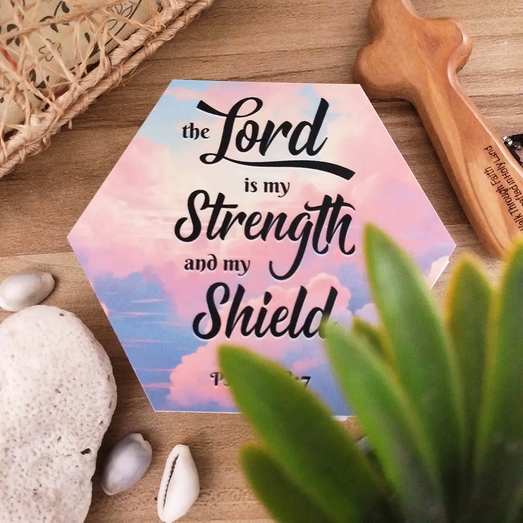 PSALM 28:7 | HEXAGON SINTRA WALL DECOR / BIBLE VERSE - SMALL SIZE Gift Pack