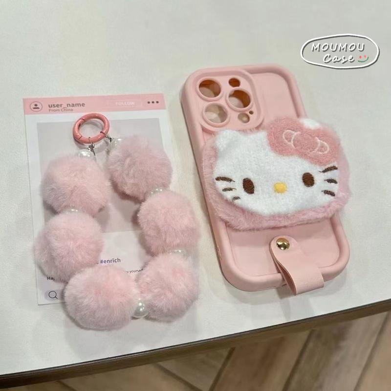 Hộp IPhone 16 11 13 14 12 15 Pro Max XR 15 16 7 Plus X XS Max Màu Rắn Dễ Thương Hello Kitty Búp Bê Búp Bê Vòng Đeo Tay