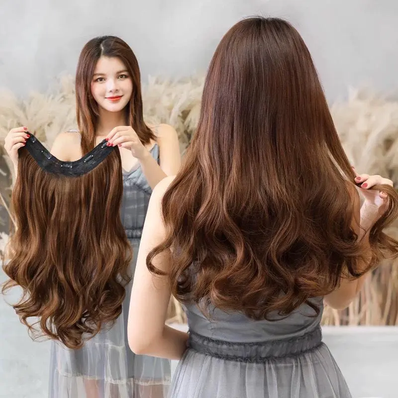 [Ảnh thật] [Rẻ vô địch] TÓC KẸP NỬA ĐẦU 6 PHÍM XOĂN DÀI 50CM MÃ K50