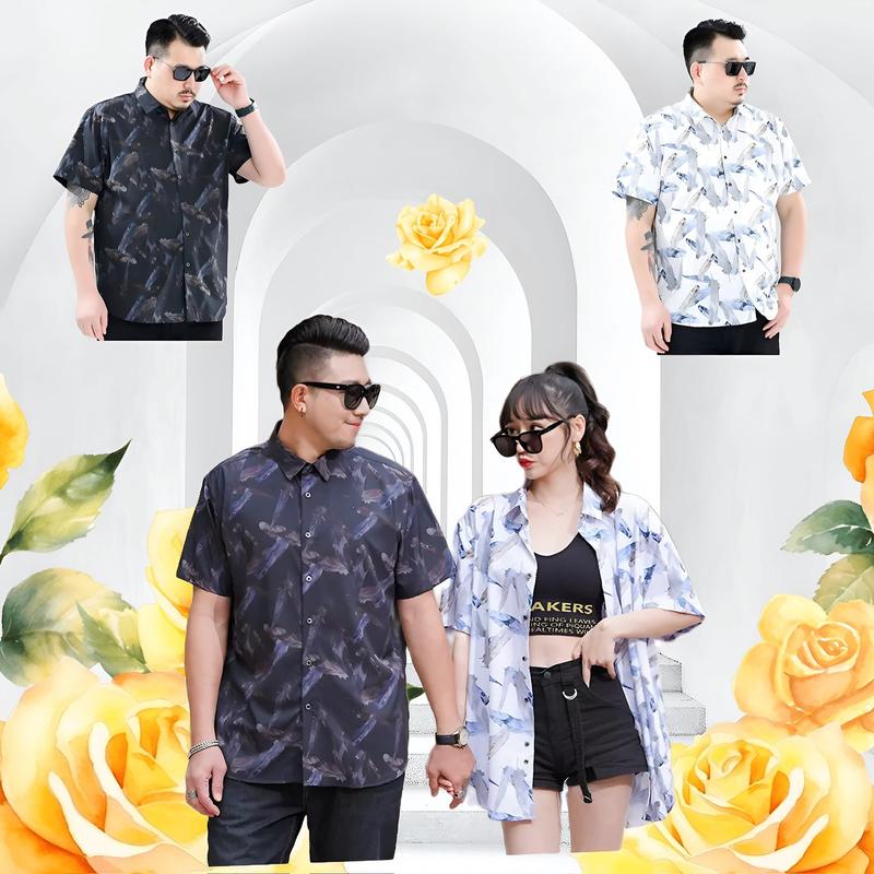 Áo Sơ Mi UNISEX NAM NỮ  mùa hè phù hợp HỘI NHÓM  - Mặc Đôi rất PHONG CÁCH ,chất Linen in 3D họa tiết
