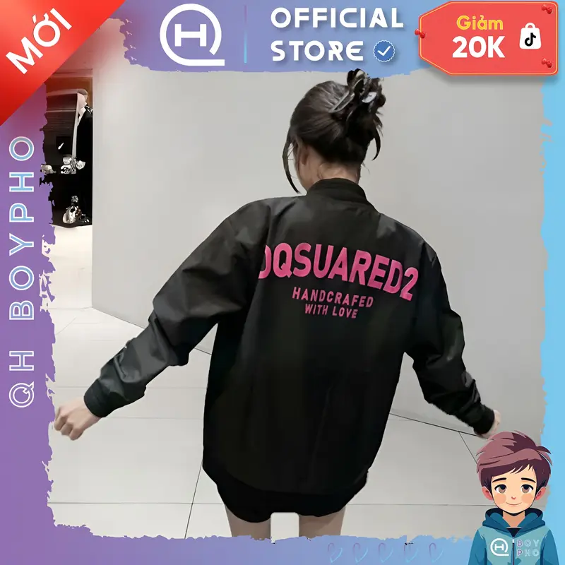 Áo khoác gió bomber 2 lớp DS chữ hồng bo gân siu hot Menswear Jacket Top 0