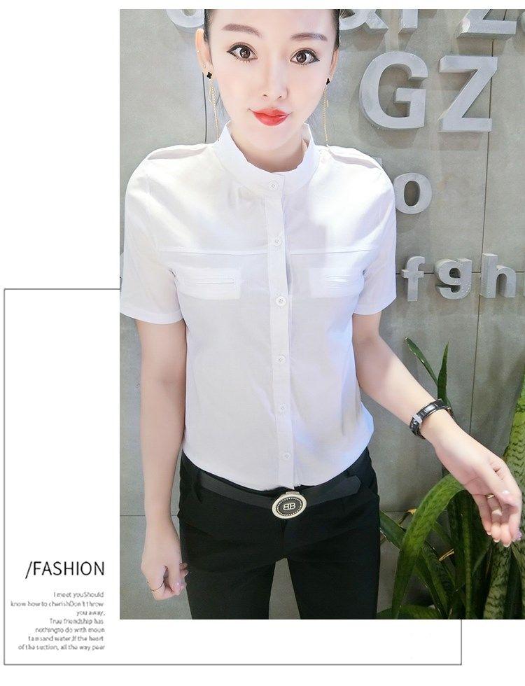 Product Introduction of Áo Sơ Mi Nữ, Thanh Lịch, ngắn Tay, Phong Cách Châu Âu, Bông Co Giãn, Mỏng Vừa Vặn, Mỏng Vừa Vặn, Phong Cách Hàn Quốc, Áo Sơ Mi Ol Nhỏ, Thời Trang, Thích Hợp Cho Mùa Xuân Và Mùa Hè, 2023 7
