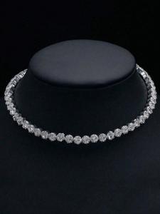 Collar Minimalista con Decoración de Diamantes de Imitación, Joyería Elegante y Moderna para Novias, Gargantilla Brillante de Una Fila de Diamantes de Imitación para Mujeres