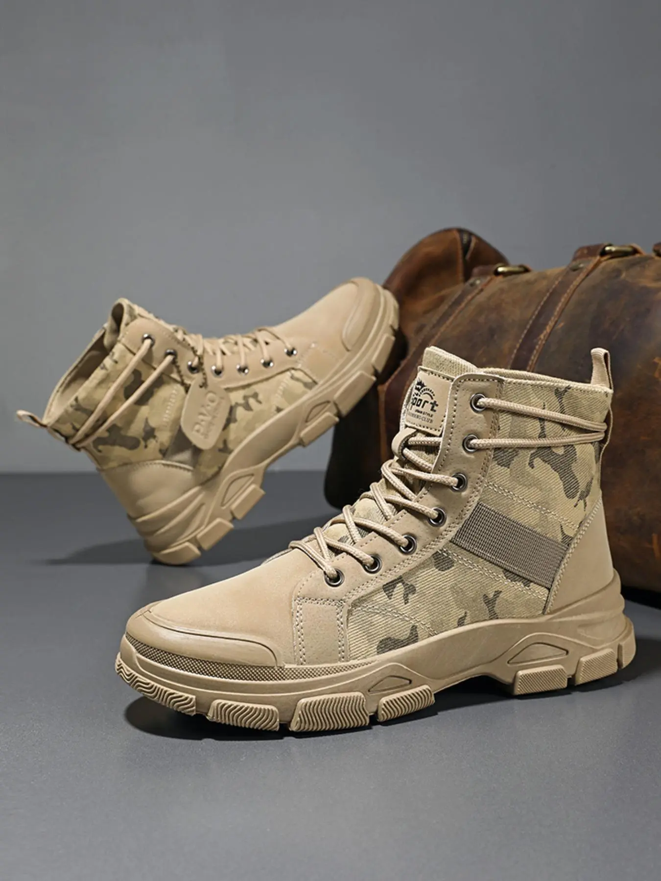Men's Fashionable Lace Up Front Mid-calf Boots, Casual Comfortable Outdoor Hiking Boots for Daily Wear, Perfect for Students and Outdoor Sports, Walking Shoes