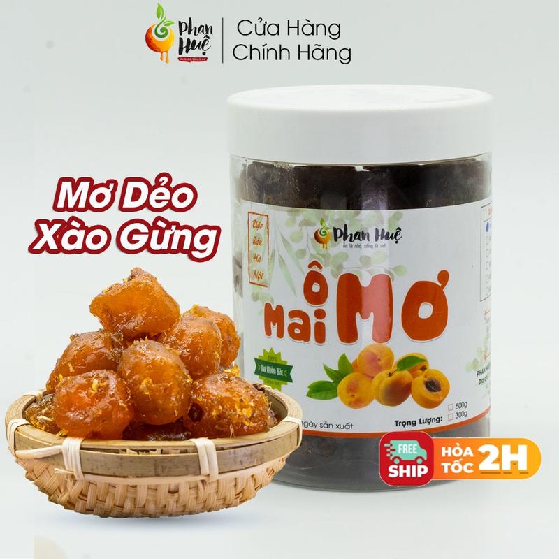 Ô mai xí muội mơ dẻo xào gừng chua ngọt Phan Huệ hộp 100g 300g 500g. Mơ miền Bắc chọn lọc. Đặc sản Hà Nội