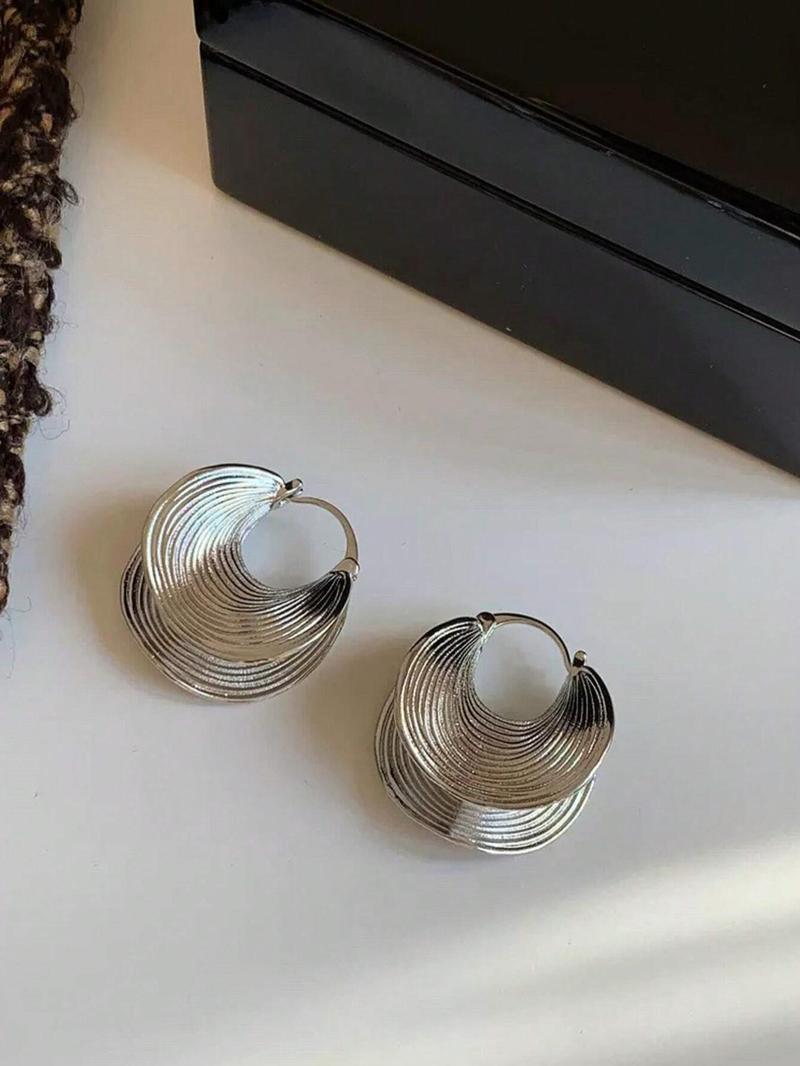 Product Introduction of Women's Elegant Spiral Design Hoop Earrings, Fashionable Jewelry for Women for Party, Daily Clothing Decor, Trendy All-match & Exquisite Jewelry for Birthday Gift 10