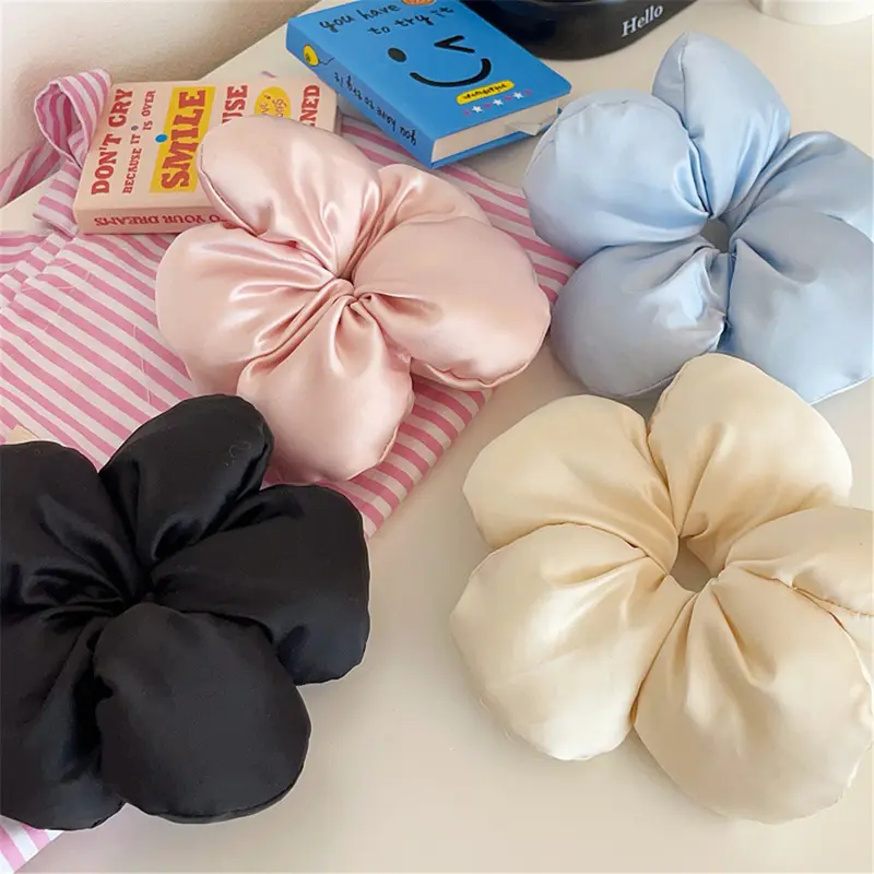 Scrunchie Dây Buộc Tóc, Phong Cách Hàn Quốc, Thiết Kế Hoa Bánh Mì Ba Chiều Dây Buộc Tóc Bằng Bọt Biển, Dây Buộc Tóc Nữ, Dây Cao Su Cao Cấp 6