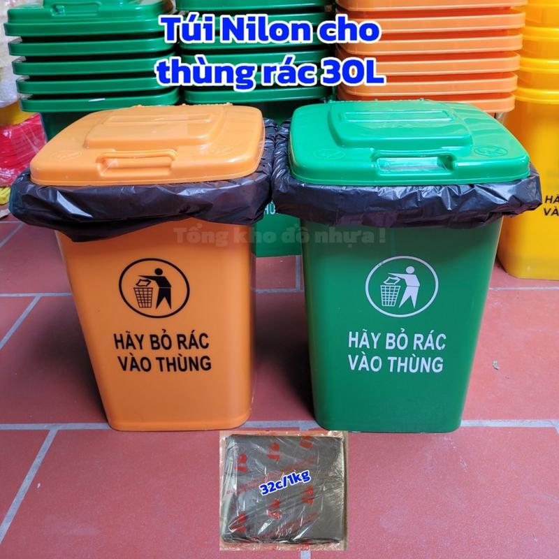  1 KG Túi Rác Công Nghiệp Có Quai tự phân huỷ bảo vệ môi trường cho Thùng 30 lít ngoài trời 