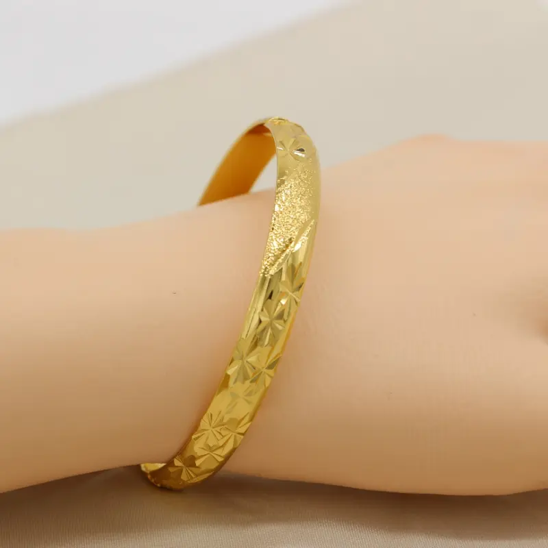 Vintage Tribal 24K Plated Openable Bangle - Copper Material, No Mosaic, Ideal for Daily Wear & Gifts - Middle East Dubai Style Fashion Women'S Cuff Bracelet (Pcs of 1) 3