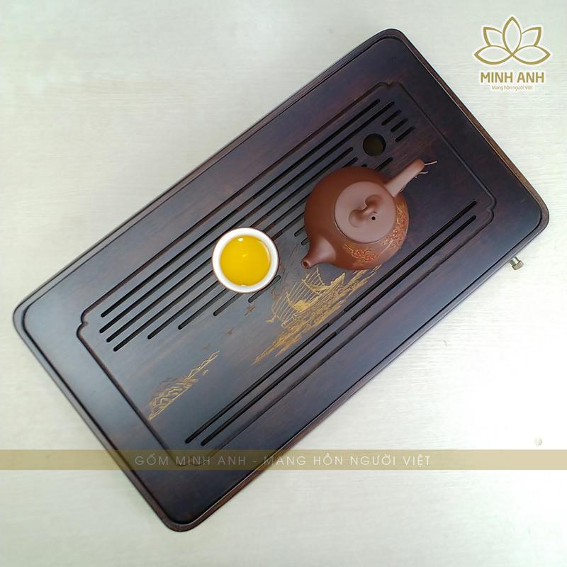 Khay trà tre (48 x 28 x 4cm) - Khay đựng bộ ấm chén và phụ kiện trà đạo