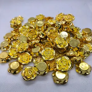 Mute Resin Mawar Gold DIY - Isi 20 Biji - Cocok untuk Kerajinan Tangan - Emas