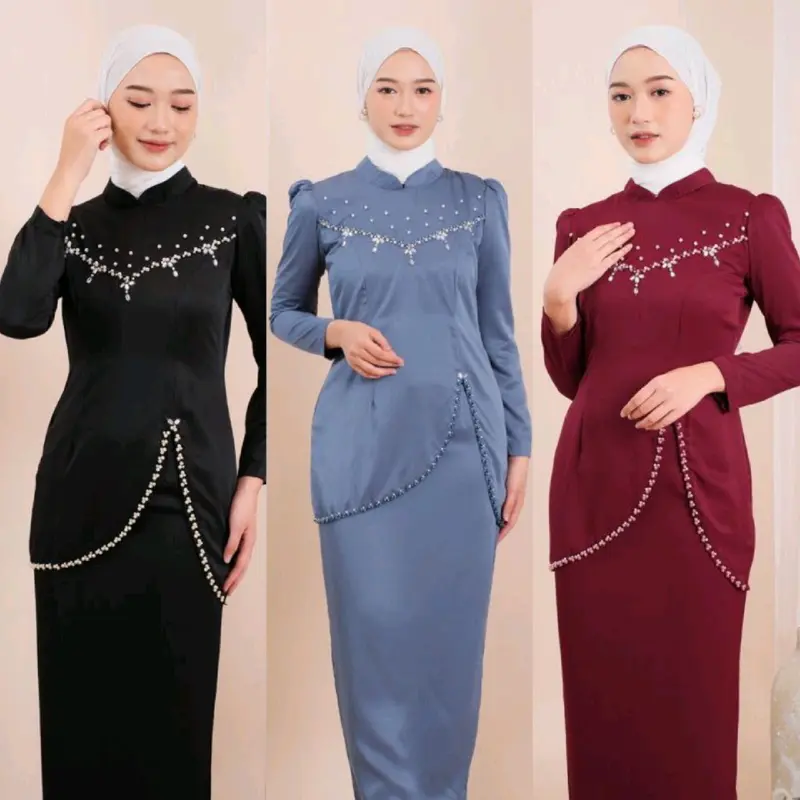 Felicia Set Baju Kurung Melayu Malaysia Terbaru Wanita Atasan Karet 0