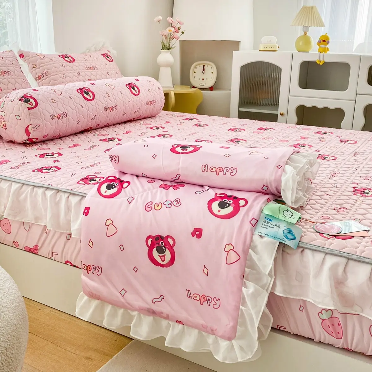Chiếu điều hòa cao su non latex vip,  bọc đệm, kèm chăn thun lạnh 4 món (1 chiếu bọc đệm +2 vỏ gối nằm + 1 chăn thun lạnh)