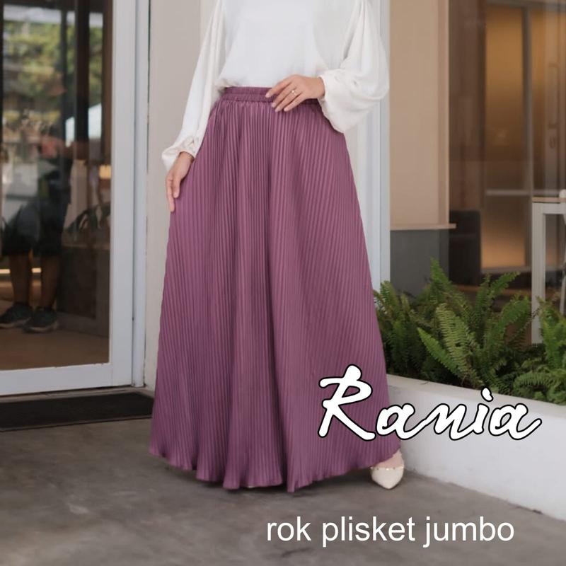 RANIA Rok Plisket Jumbo Lingkar Pinggang LP 80 - 150 cm Pj 105 - 109 cm cukup TB 170 - 175 cm Bahan Melar Adem Nggak Newarang Karet Muslim Rok Panjang Wanita Dewasa 2