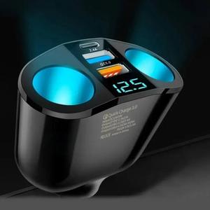 120W Dual USB Ports QC 3.0 Type C Car Charger, Rotation Digital Display Portable Charger for Car, Car Accessories, Fast Charging Car Portable Charger Adapter, Car Gadgets for Men & Women, Car Electrical Appliances, Valentine's Day Gift