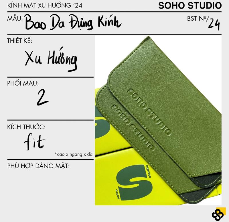  Bao da đựng mắt kính Soho Studio da mềm Hàn Quốc màu xanh mát mắt bảo vệ kính - kích cỡ vừa túi nhỏ gọn tiện lợi 