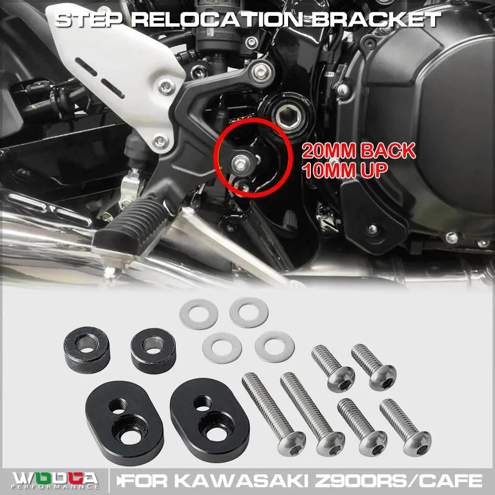 Step Relocation Bracket For Kawasaki Z900RS / CAFE 2018-2025 Rearsets Shift Step Position Kit Z900 RS 2019 2020 2021 2022 2023 2024