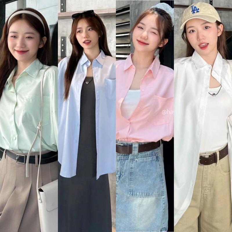 Áo sơ mi basic dài tay 1 túi phong cách ulzzang HAVANA AO218